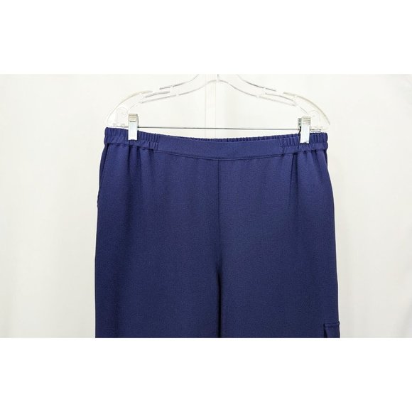 Linea Louis Dell'Olio Pants Blue Regular Gauze Crepe Cargo Misses Size M - Picture 2 of 7